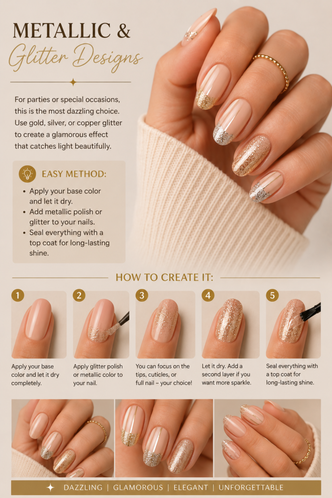 Most Beautiful Nail Art Ideas Trending in 2026 π
metallic and glitter designs