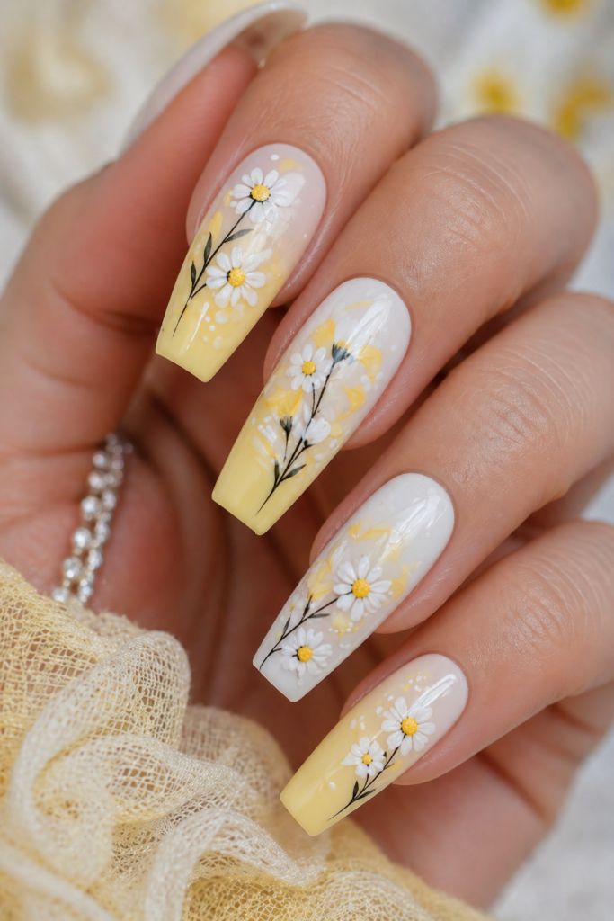 summer yellow nail design 💛 long nails trend 2026